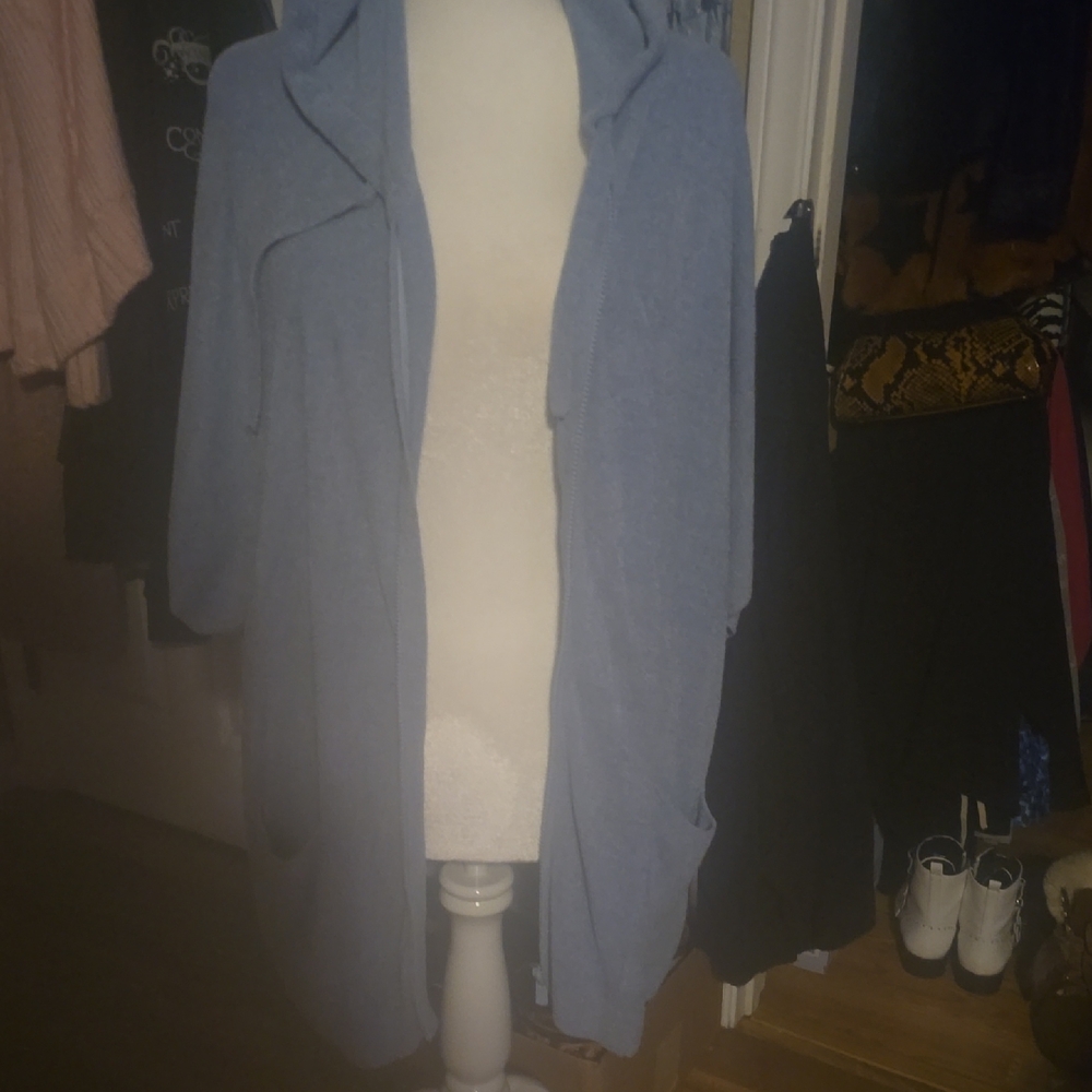 Barefoot Dreams Blue Hooded Cardigan